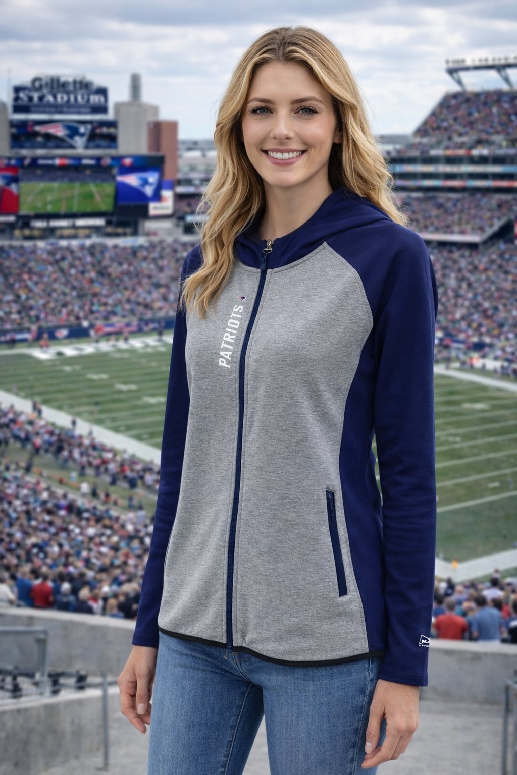 New England Patriots women's NFL hoodie front quarter